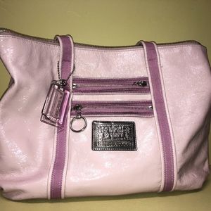 Coach pink poppy shoulder purse tote bag